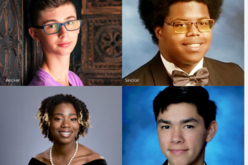 Photo collage of all four perfect attendance winners