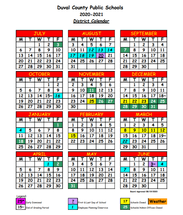Updated 2020 21 School District Calendar Now Available Team Duval News