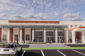 Rendering of Rutledge Pearson's anticipated new school front