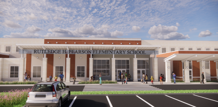 Rendering of Rutledge Pearson's anticipated new school front