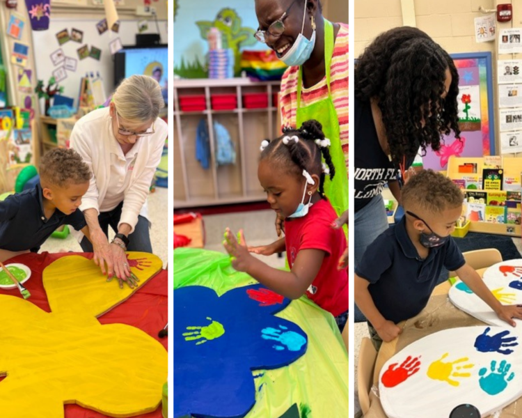 Photo collage of John Love students and teachers working