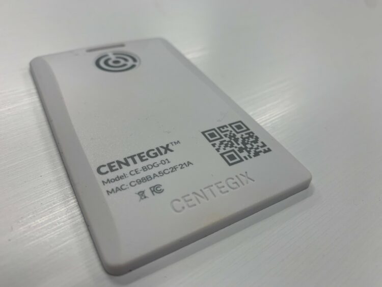 Photo of a Centegix badge.