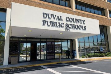 Exterior shot of district's marquee and front entrance